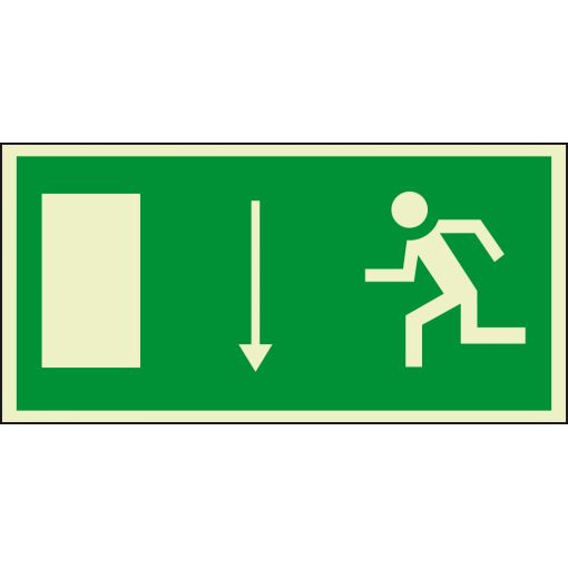 Rettungszeichen „Rettungsweg/Notausgang durch Ausgang links“, nachleuchtend | Schutzschilder, Warnhinweise