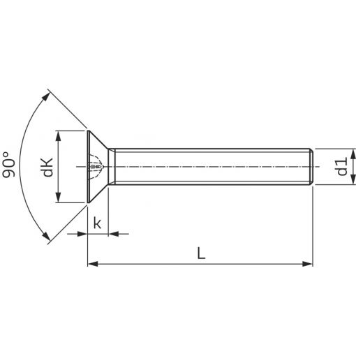 Senkschrauben mit KS-H, DIN 965, Stahl 4.8, blank/schwarz | Metrische Schrauben