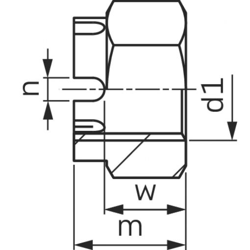 Kronenmuttern DIN 935, Stahl 6, blank/schwarz, Feingewinde | Sicherungsmuttern
