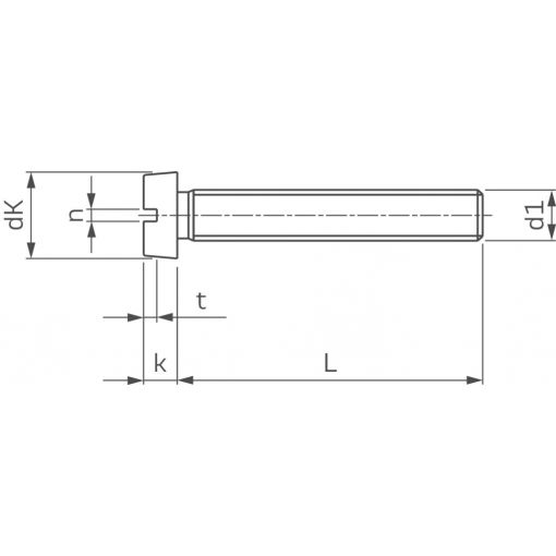 Zylinderschrauben mit Schlitz, DIN 84, Stahl 4.8, blank/schwarz | Metrische Schrauben