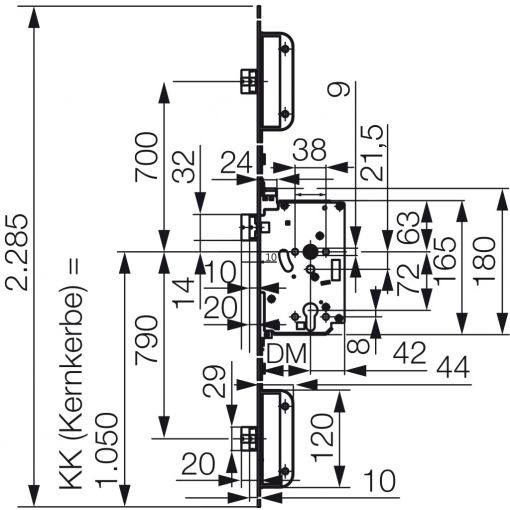 Panik-Mehrfachverriegelungsschloss Secury 2170, Funktion C, für 1-flügelige Türen, elektrisch kuppelbar, mit Langstulp eckig | Schlösser, Zylinder