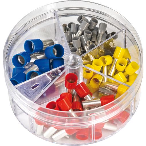 Sortimentsbox Aderendhülsen isoliert, DIN-Farbcode, 4–16 mm² | Kabelschuhe, Aderendhülsen, Verbinder