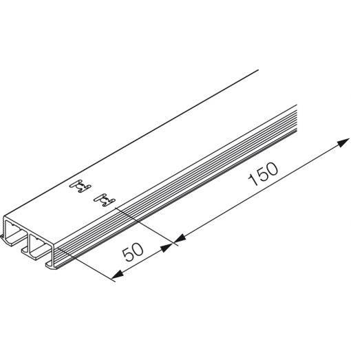 Doppellaufschiene Hawa Modell D, gelocht, Nr. 053.3342 | Möbelschiebetüren Glas