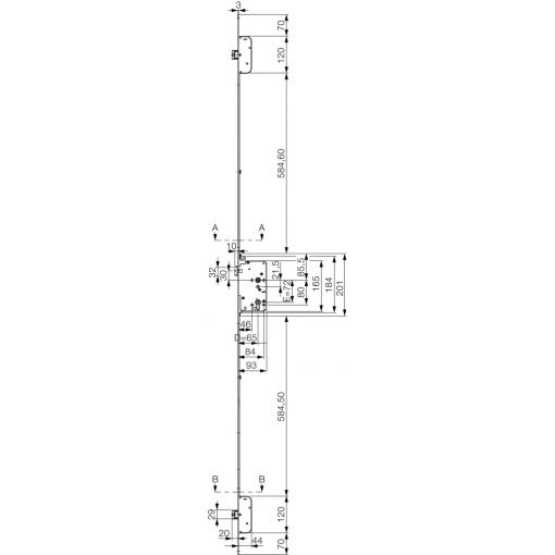 Panik-Mehrfachverriegelungsschloss Secury 2111, Funktion B, für 2-flügelige Türen, mit Kurzstulp rund | Schlösser, Zylinder