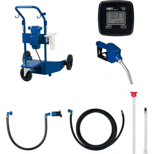 Elektropumpen-Set AdBlue® für Fässer, mit Zählwerk und Fahrwagen | Schmierstoffgeräte
