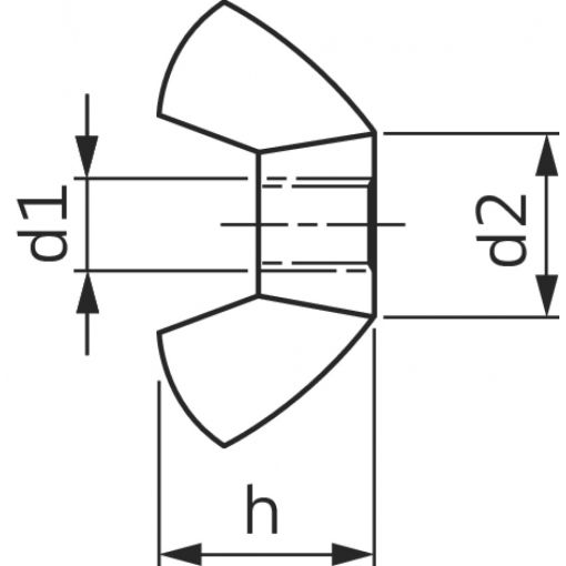 Flügelmuttern kantige Flügelform, DIN 314, Messing | Sonderformen