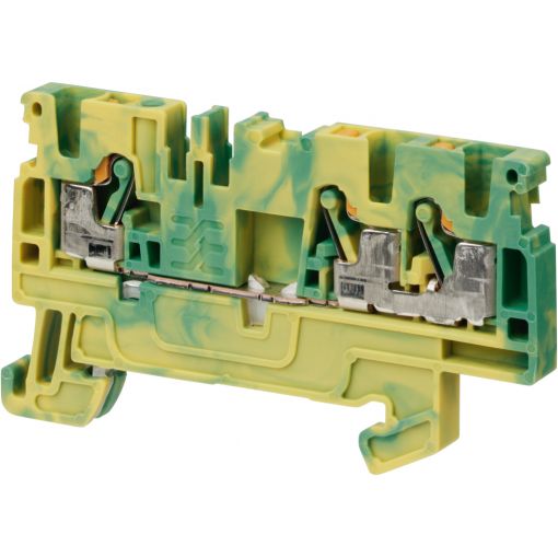 Schutzleiter-Reihenklemme A3C PE, 3 Anschlüsse, PE-Anschluss, oben, Push-In | Klemmen