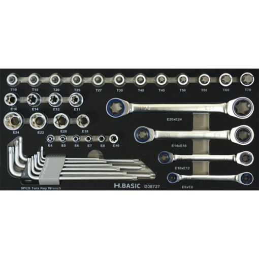 Werkzeugmodul H.Basic, Steckschlüssel 1/2&quot; Torx® | Werkstattwagen, Montagerollen