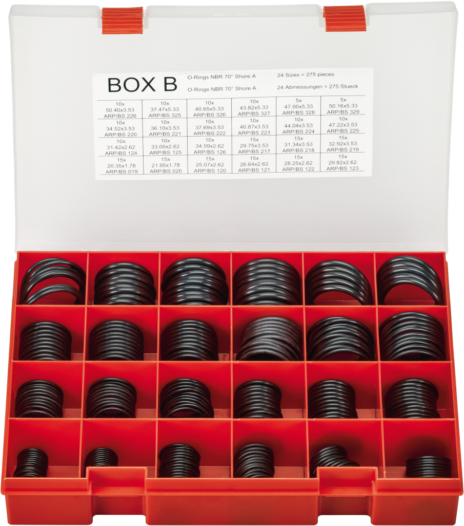 O-Ring Box Dichtungssortiment 4100 16 Sorten mit je 12 Stück